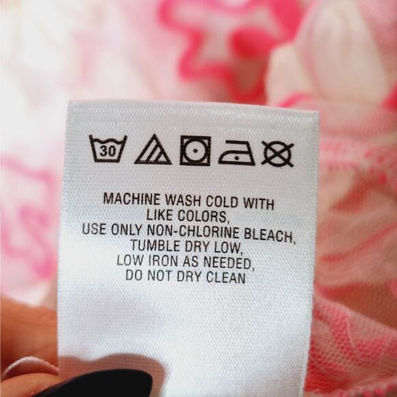 Anthropologie Meadow Rue Top Cherry Blossom Mesh Sheer Medium Barbie Core Pink - Picture 6 of 9